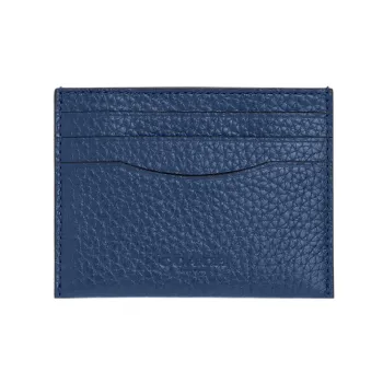 COACH Card Case Soft Polished Pebbled Leather Document Wallet Card Holders Mini Women's Dark Blue