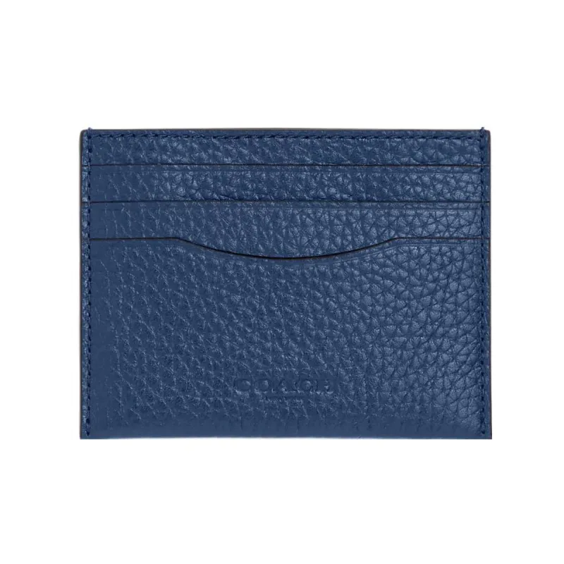 COACH Card Case Soft Polished Pebbled Leather Document Wallet Card Holders Mini Women's Dark Blue-0