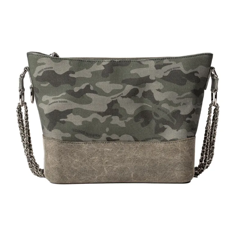 Margin Goods Yarn Khaki Fabric Hobo Bag, Crossbody Bag, Shoulder Bag Large Size Women's Camouflage-7