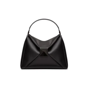 Valentino One Stud Lambskin Hobo Bag One Shoulder Handbags Large Size Women's Black