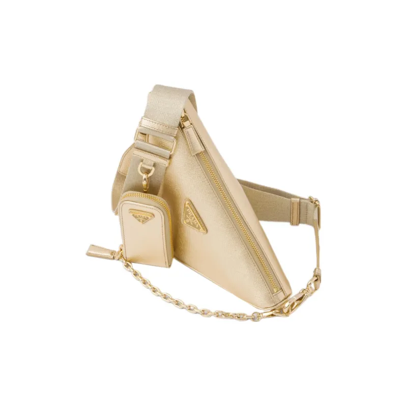 PRADA Leather Combo Bag Crossbody Bag Shoulder Bag Women's Gold-2