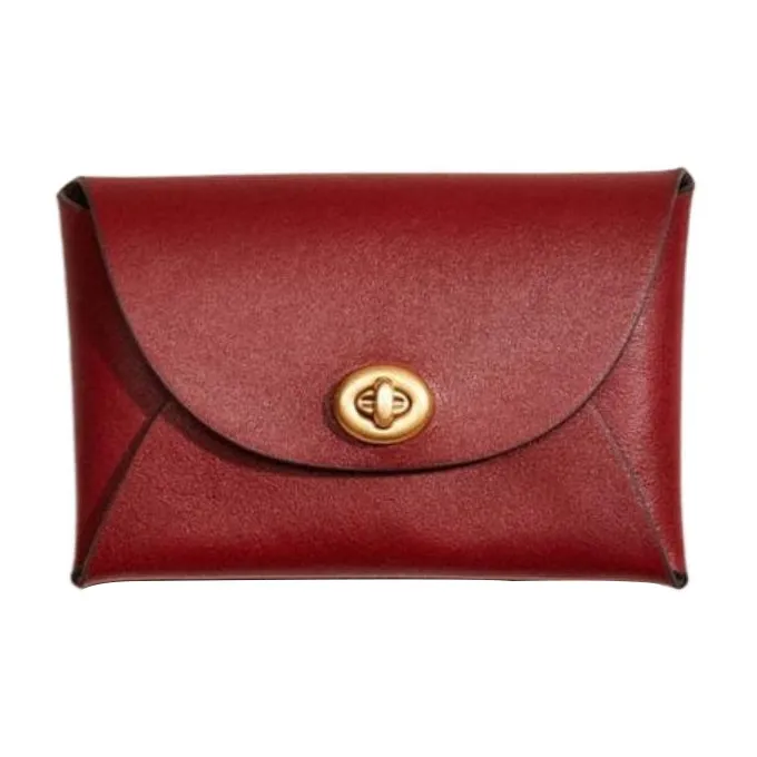COACH Pouch Pebbled Leather Clutch Coin Purse Mini Women's Brick Red-0