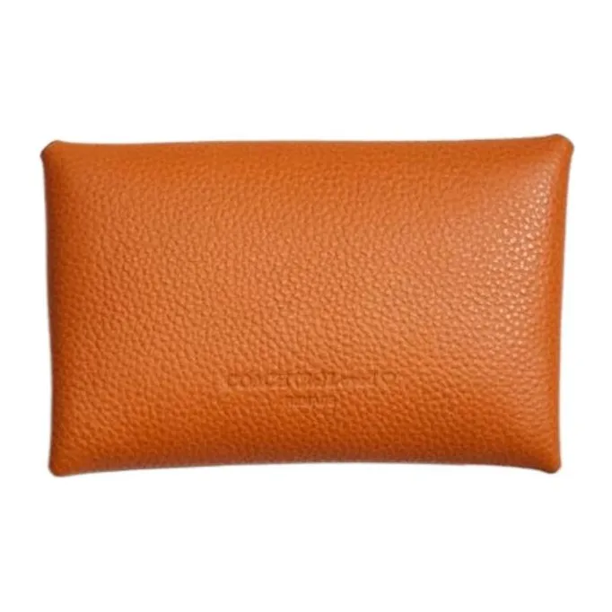 COACH Pouch Pebbled Leather Clutch Coin Purse Mini Women's Saddle Color-1