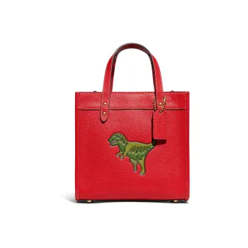 COACH Field Cow Leather Tote Bag, Shopping Bag, Handbag, Shoulder Bag, Crossbody Bag Trumpets Women's Red