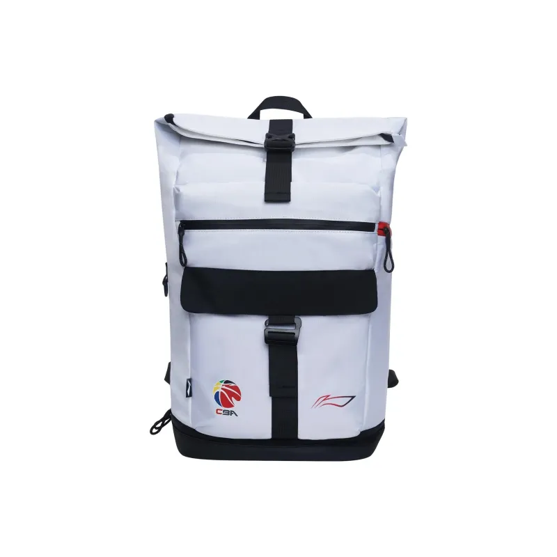 LiNing Sports Basketball Collection Polyester Student Backpack Regular Unisex White-0