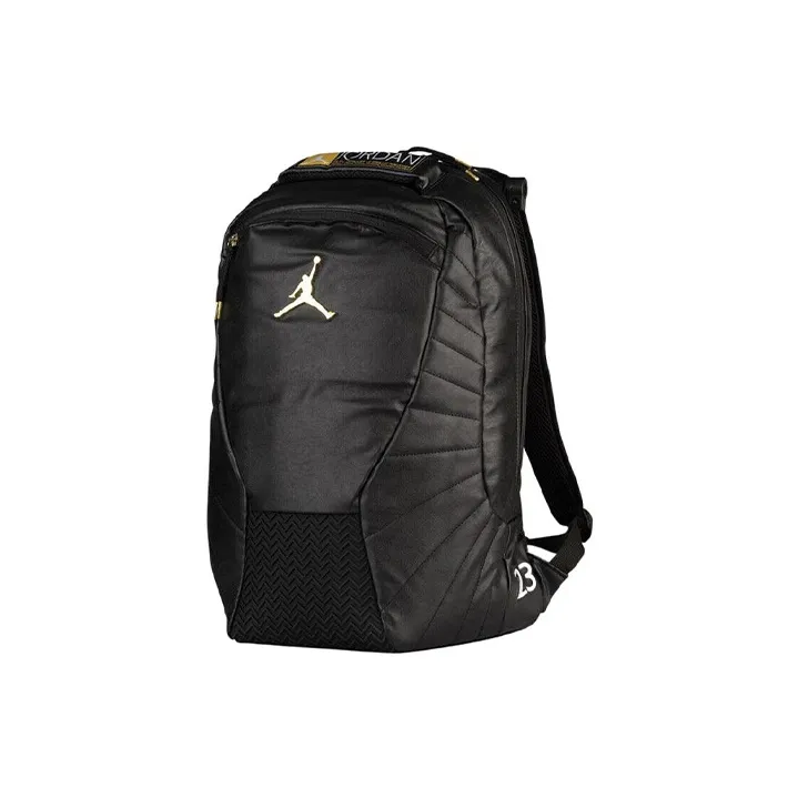 Jordan Polyester Backpack Unisex Black Gold-2