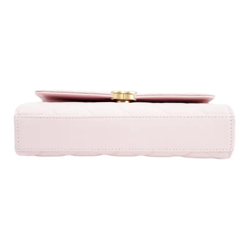 CHANEL Lambskin And Gold Metal Kelly Bag, Shoulder Bag, Crossbody Handbag Tubas Women's Pink-4