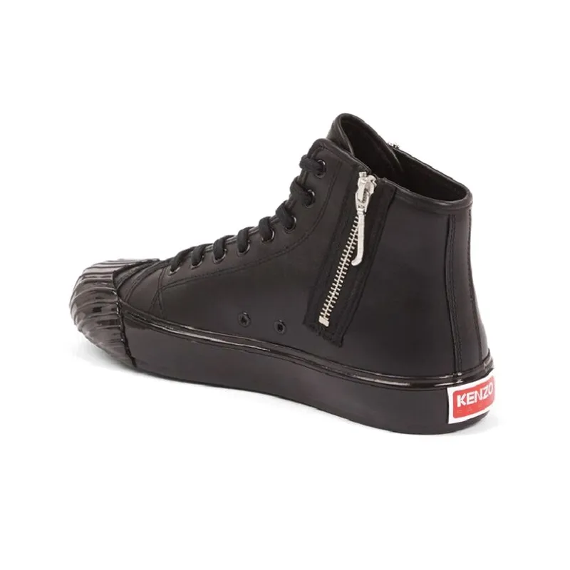 KENZO School High Top Trainers Leather Triple Black-2