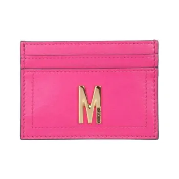MOSCHINO Leather Card Clip Wallets Women's Fuchsia