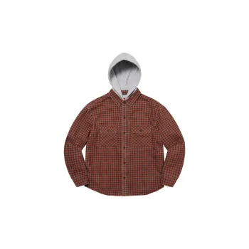 Supreme Houndstooth Flannel Hooded Shirt - POIZON