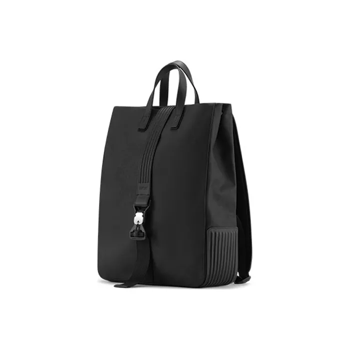 TUPLUS Coated Canvas With Top Grain Cow Leather Handbag Backpack Large Size Unisex Sand Dune/Graphite Black-4