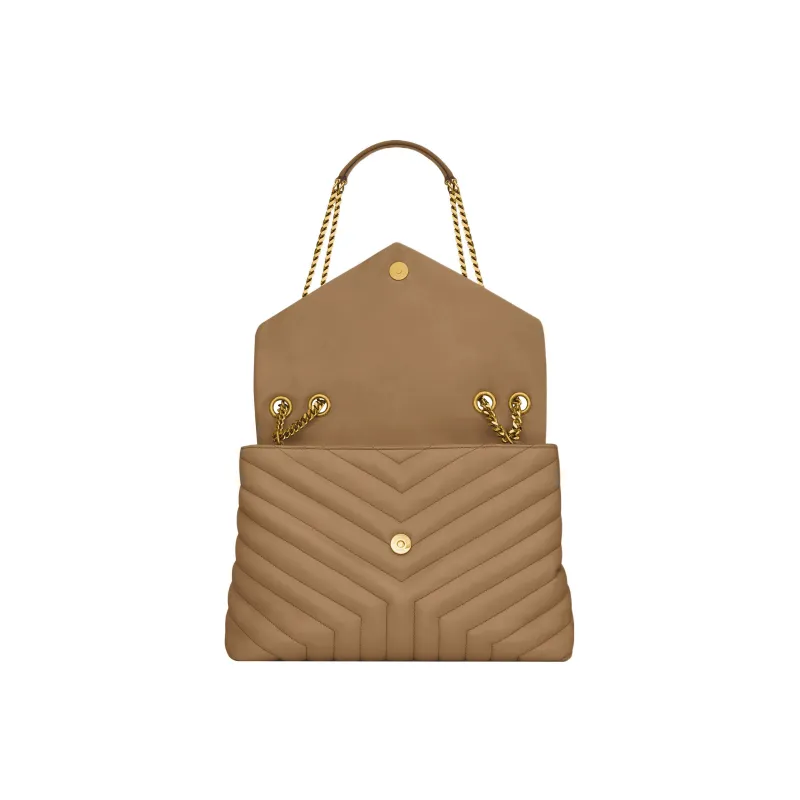 SAINT LAURENT LOULOU Cow Leather Portable Crossbody Bag Shoulder Bag Medium Size Women's Tan-3