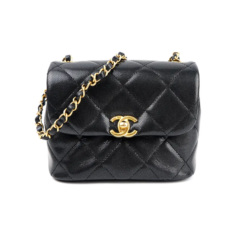 CHANEL Calfskin Flap Bag, Shoulder Bag, Crossbody Bag Mini Women's Black-0