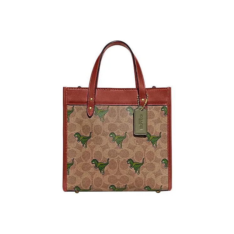 COACH Field Canvas Artificial Leather Tote Bag, Shopping Bag, Shoulder Bag, Crossbody Bag, Handbag Trumpets Women's Tan-0