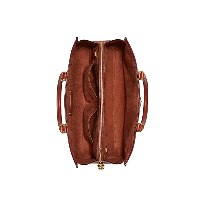 COACH Brooke Leather Shoulder Bag Crossbody Bag Handbag Large Size Women's Tan & Rusty-3