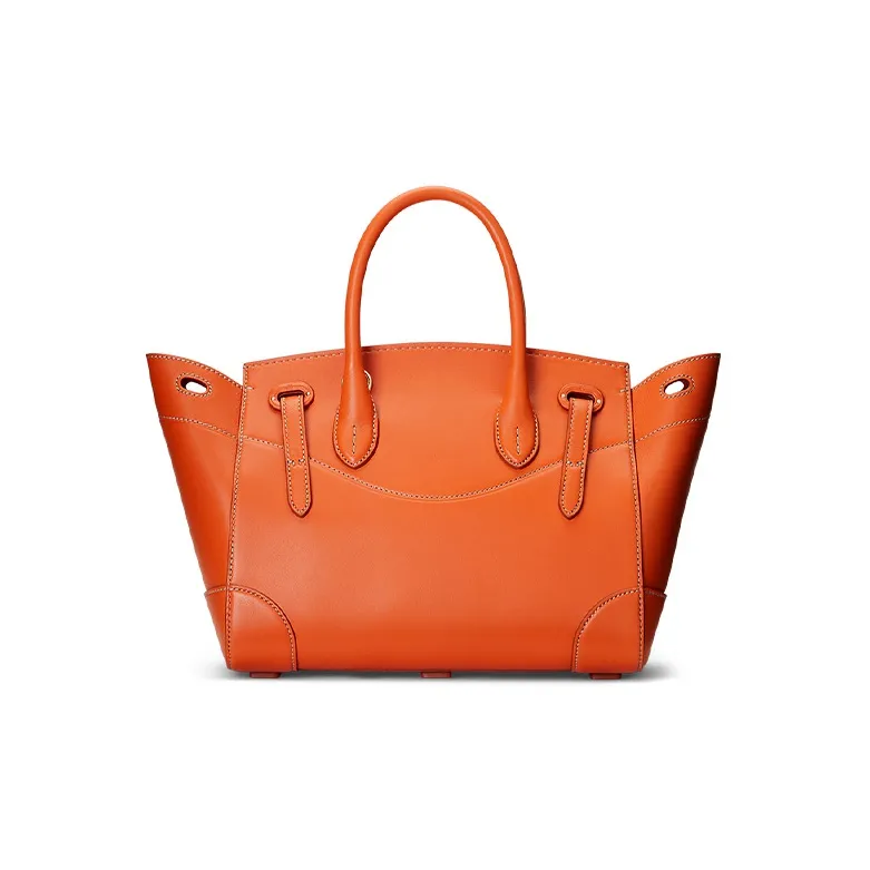 Polo Ralph Lauren Soft Ricky Cow Leather Patchwork With Sheepskin Shoulder Bag Crossbody Bag Handbag Women's Orange-2
