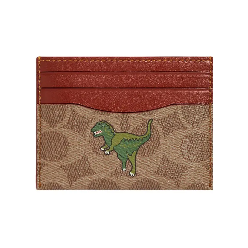 COACH Card Case Canvas With Calfskin Document Wallet Card Holders Mini Men's Tan-0