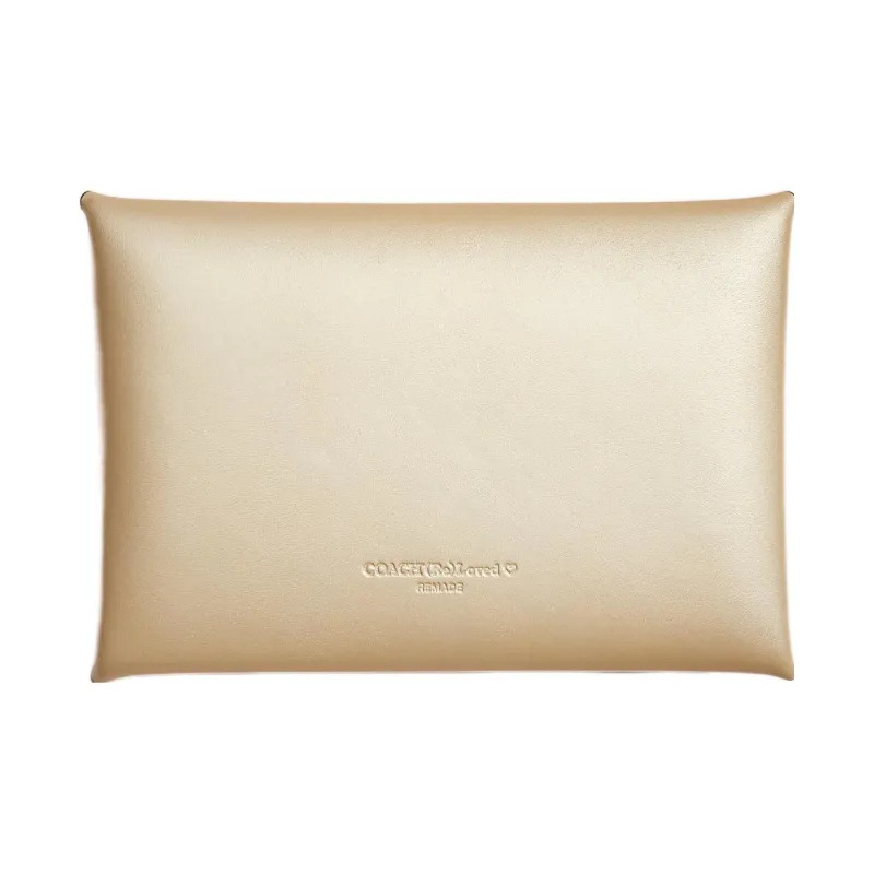 COACH Pouch Leather Document Bag Clutch Small Size Women's Metallic-1