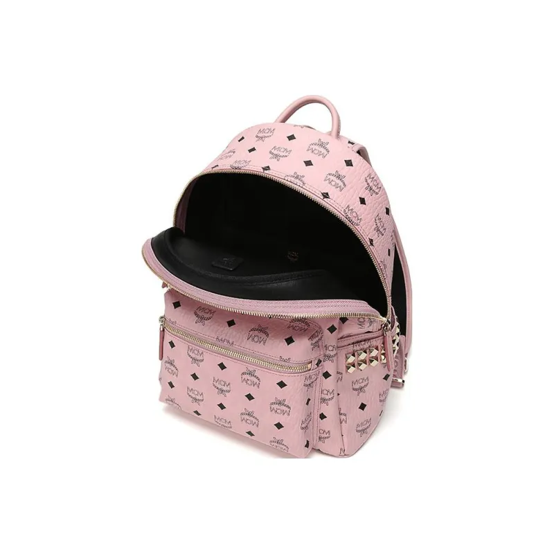 MCM Stark Visetos Canvas With Artificial Leather Backpack Women's Cherry Blossom Pink-5
