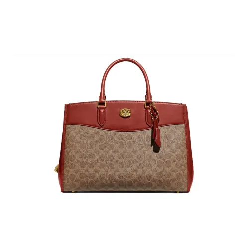 COACH Brooke Leather Shoulder Bag Crossbody Bag Handbag Large Size Women's Tan & Rusty