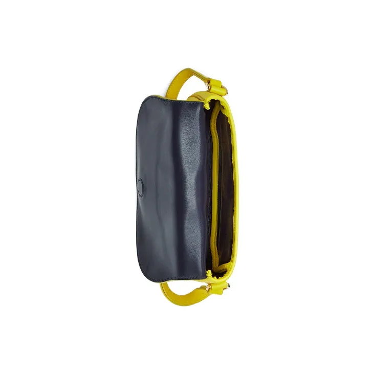 Polo Ralph Lauren Welington Cow Leather Patchwork With Sheepskin Crossbody Bag Shoulder Bag Women's Yellow-3