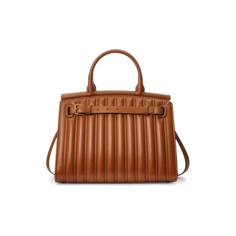 Polo Ralph Lauren RL50 Calfskin Shoulder Bag Crossbody Bag Handbag Medium Size Women's Brown-1