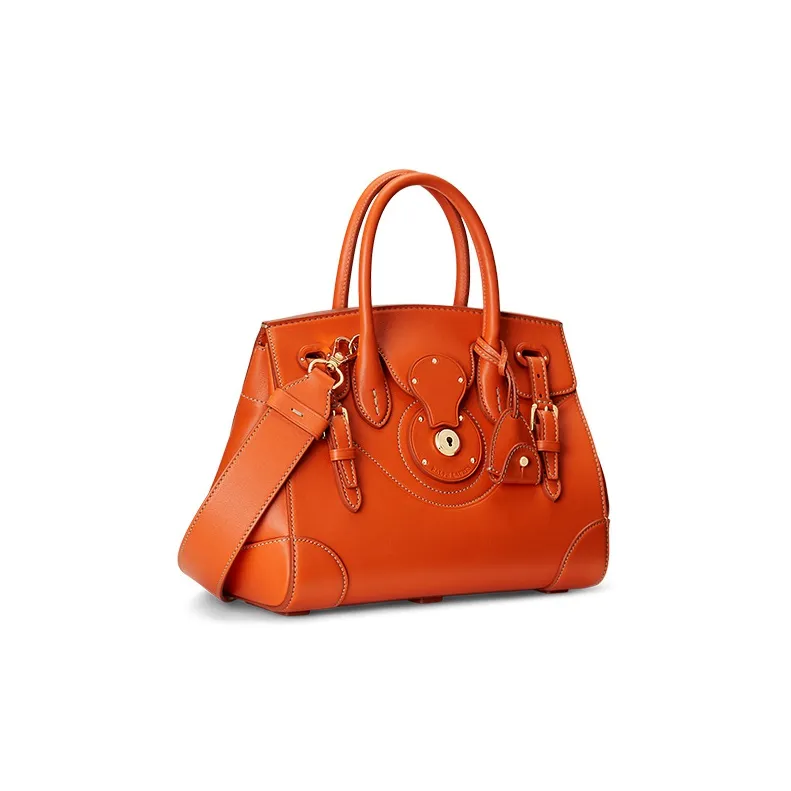 Polo Ralph Lauren Soft Ricky Cow Leather Patchwork With Sheepskin Shoulder Bag Crossbody Bag Handbag Women's Orange-1