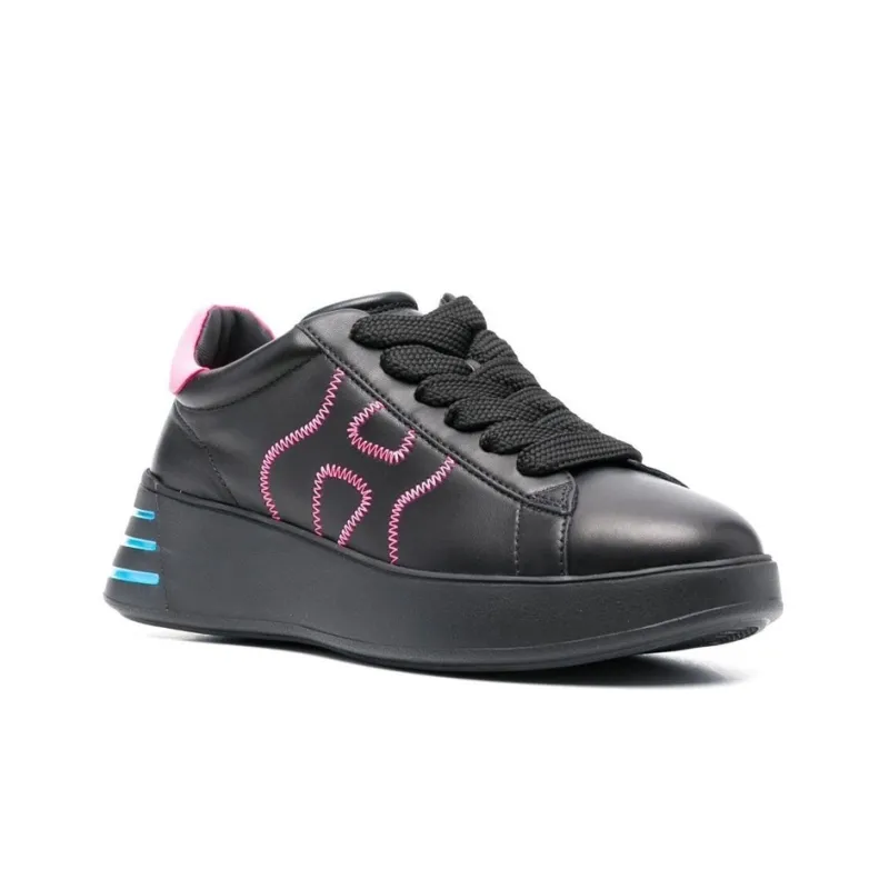 HOGAN Rebel Abrasion Resistant Low Top Sports Casual Shoes Women's Black Pink Blue-2