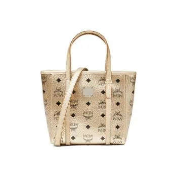 MCM Leather Basket Bag, Crossbody Bag, One Shoulder Handbag Regular Women's Berlin Gold