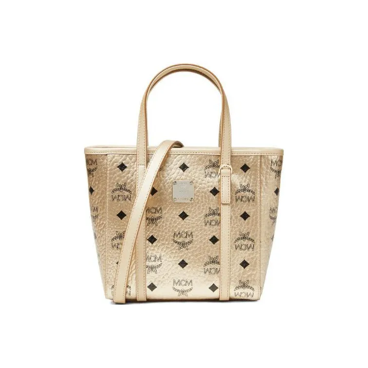 MCM Leather Basket Bag, Crossbody Bag, One Shoulder Handbag Regular Women's Berlin Gold-0