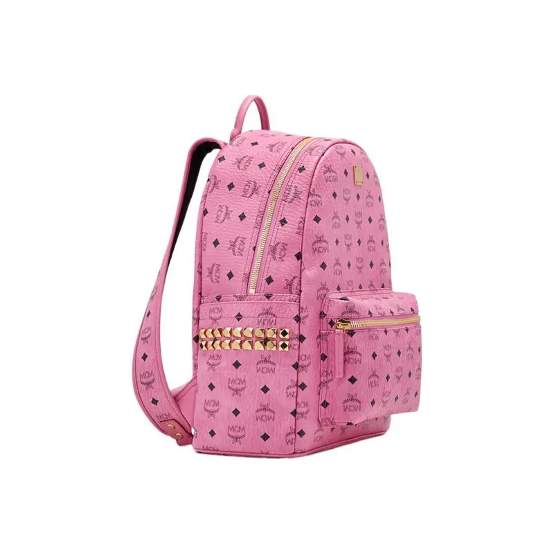 MCM PVC Backpack Medium Size Women's Pink-1