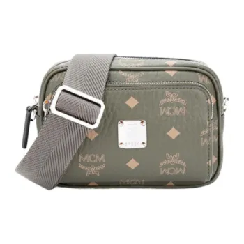 MCM Klassik Visetos Leather One Shoulder Handbag, Crossbody Bag Women's Green
