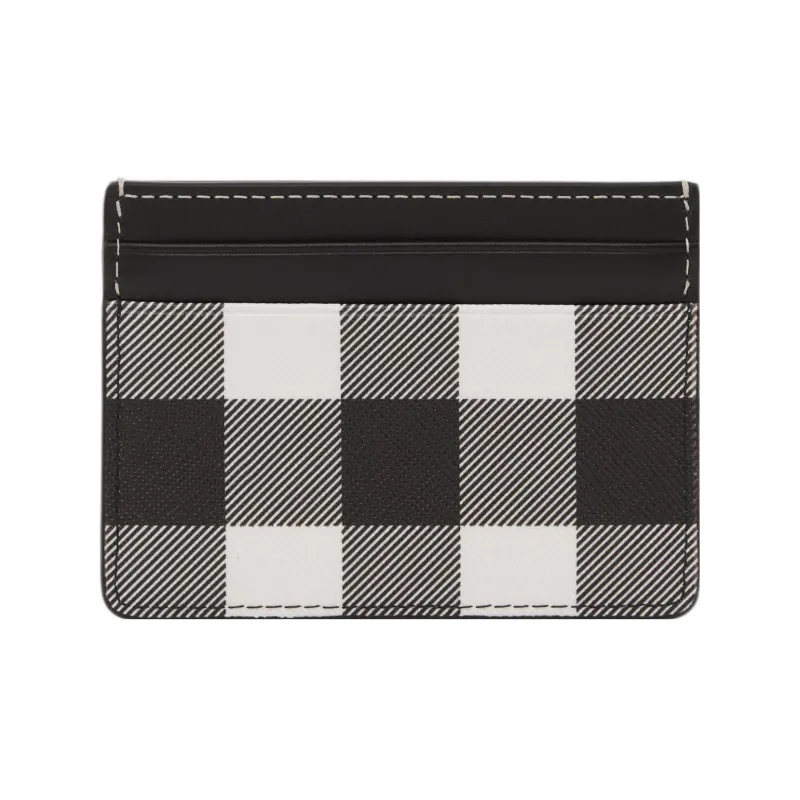 Burberry Cotton With Calfskin Trim Card Holder Men's Black/White-2