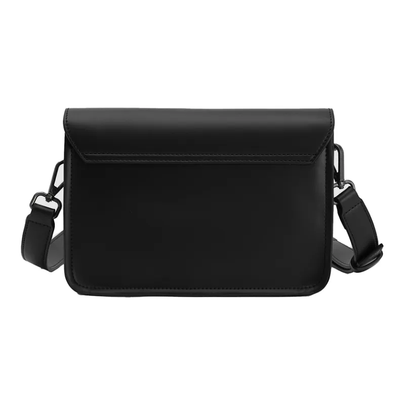 URBAN REVIVO Synthetic Leather Commute Casual Front Panel Double-Needle Buckle Design Regular Unisex Jet Black-3
