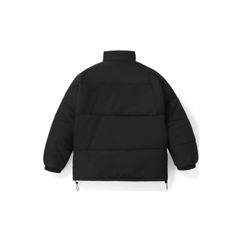 GENANX Solid Color Stand Collar Loose Fit Thickened Puffer Jacket Unisex-2
