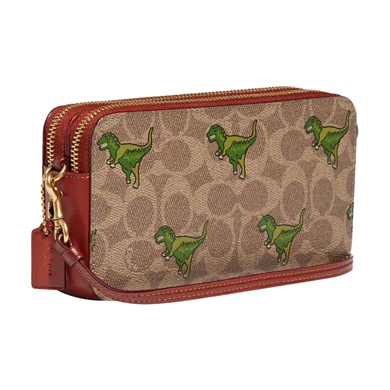 COACH Kira Artificial Leather Clutches Shoulder Bag Crossbody Bag Small Size Women's Tan-1