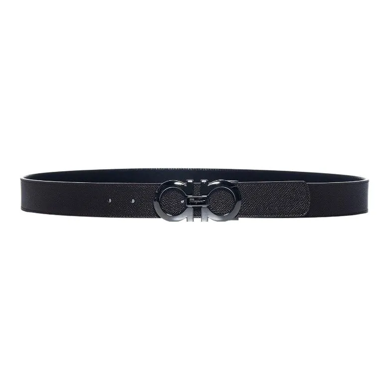 FERRAGAMO Classic Solid Color Smooth Buckle Men's Width  3.5cm-1