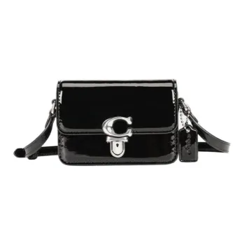 COACH Studio Lacquered Finish Cow Leather Shoulder Bag Crossbody Bag Mini Women's Black