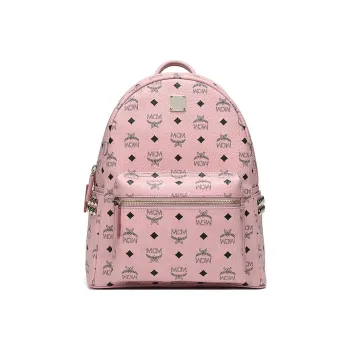 MCM Stark Visetos Canvas With Artificial Leather Backpack Women's Cherry Blossom Pink