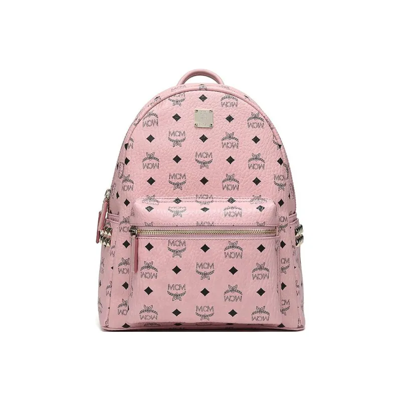MCM Stark Visetos Canvas With Artificial Leather Backpack Women's Cherry Blossom Pink-0