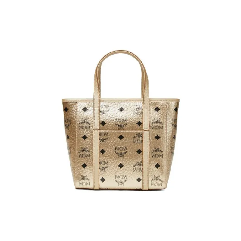 MCM Leather Basket Bag, Crossbody Bag, One Shoulder Handbag Regular Women's Berlin Gold-2