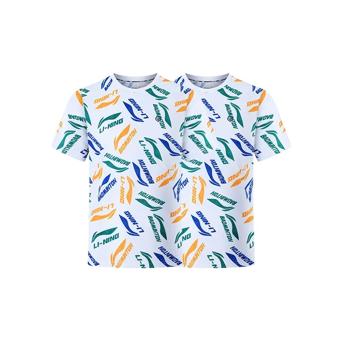 LiNing T-Shirt Men's White Green Blue-0