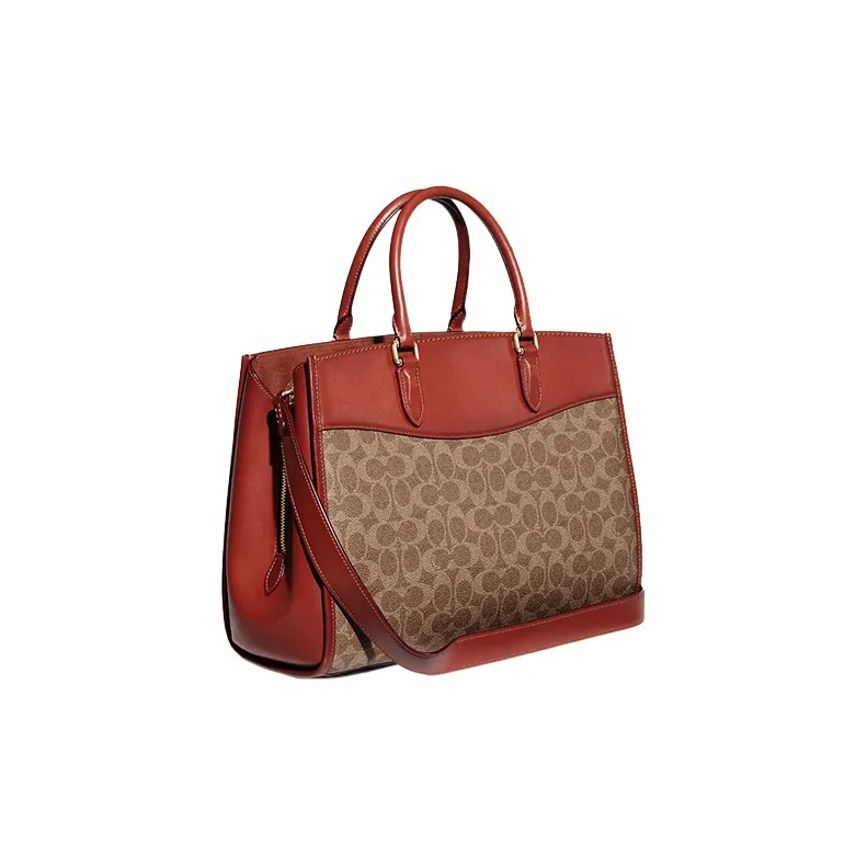 COACH Brooke Leather Shoulder Bag Crossbody Bag Handbag Large Size Women's Tan & Rusty-1