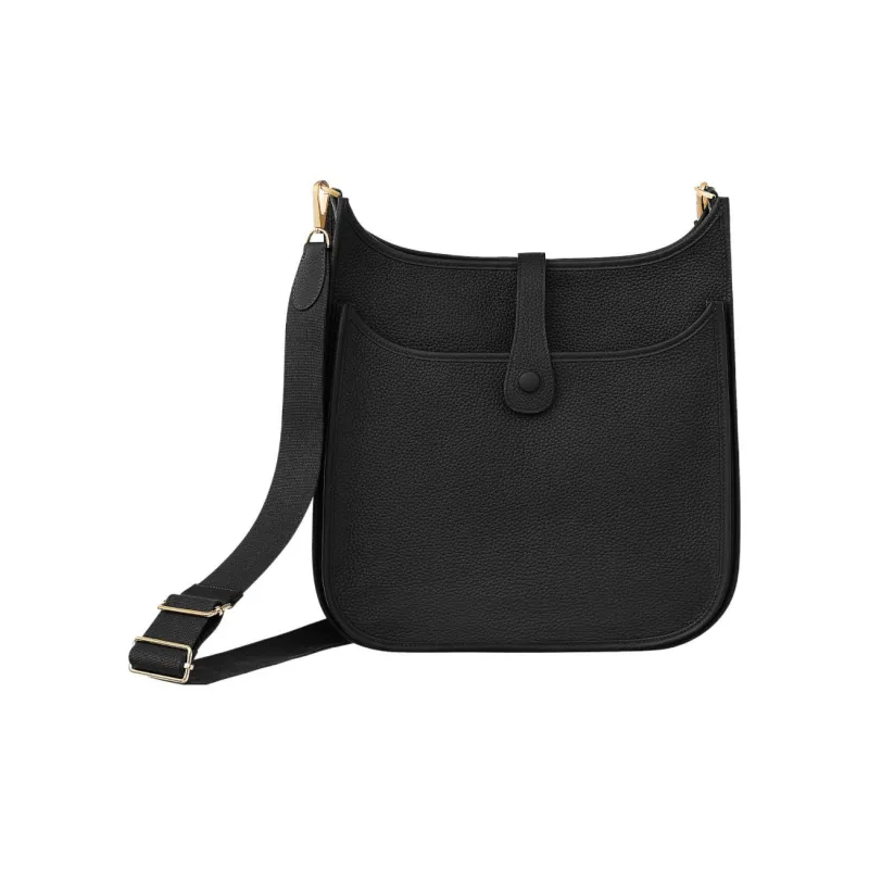 HERMES Evelyne Clemence Bullock Leather Shoulder Bag Crossbody Bag Women's Noir Black-2