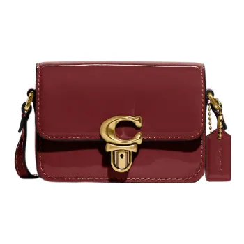 COACH Studio Cow Leather Shoulder Bag, Crossbody Bag Mini Women's Burgundy