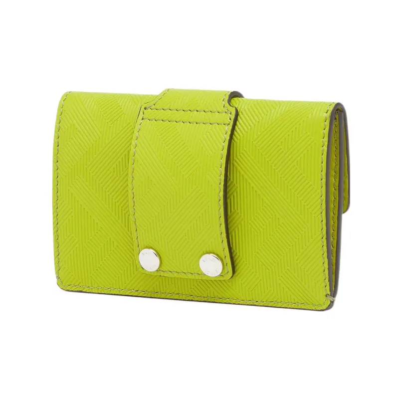 FENDI Calfskin Coin Purses Card Holders Men's Sprout Green-1