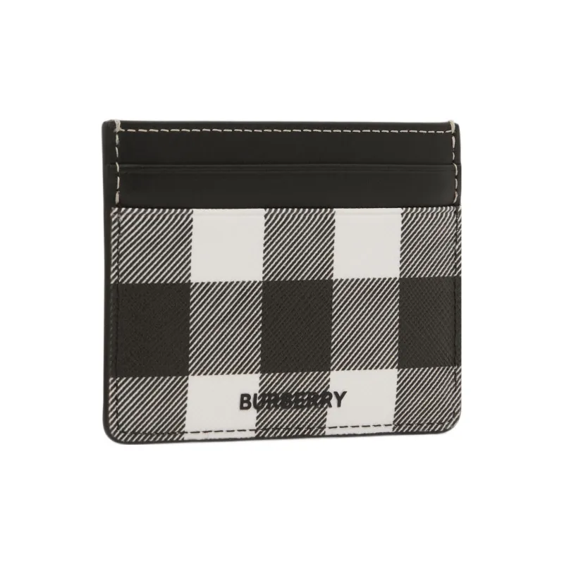 Burberry Cotton With Calfskin Trim Card Holder Men's Black/White-1
