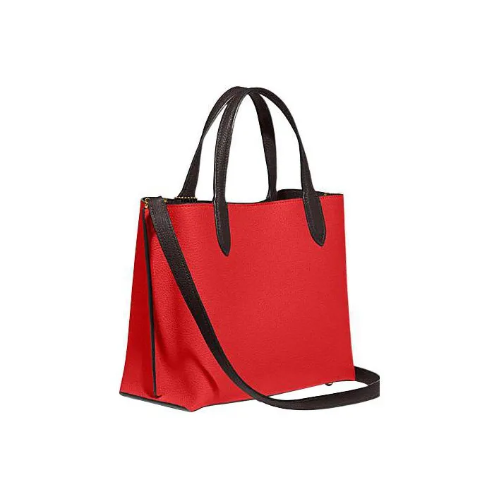COACH Willow Split Cow Leather Tote Bag, Shopping Bag, Shoulder Bag, Crossbody Bag, Handbag Medium Size Women's Red-1