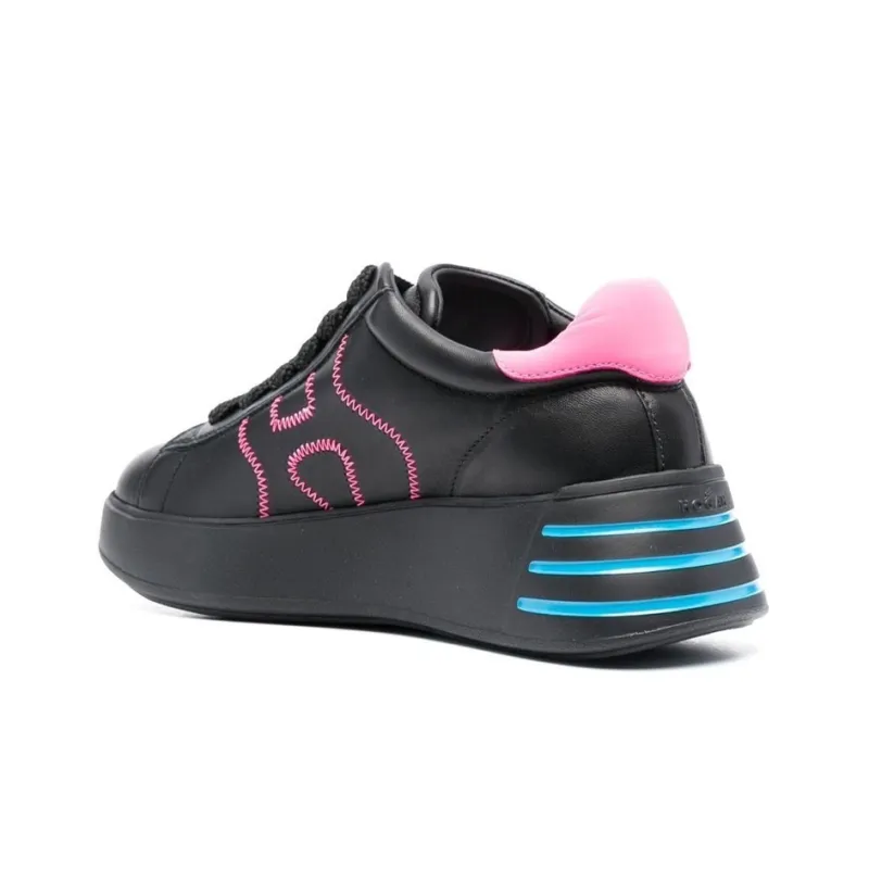 HOGAN Rebel Abrasion Resistant Low Top Sports Casual Shoes Women's Black Pink Blue-3
