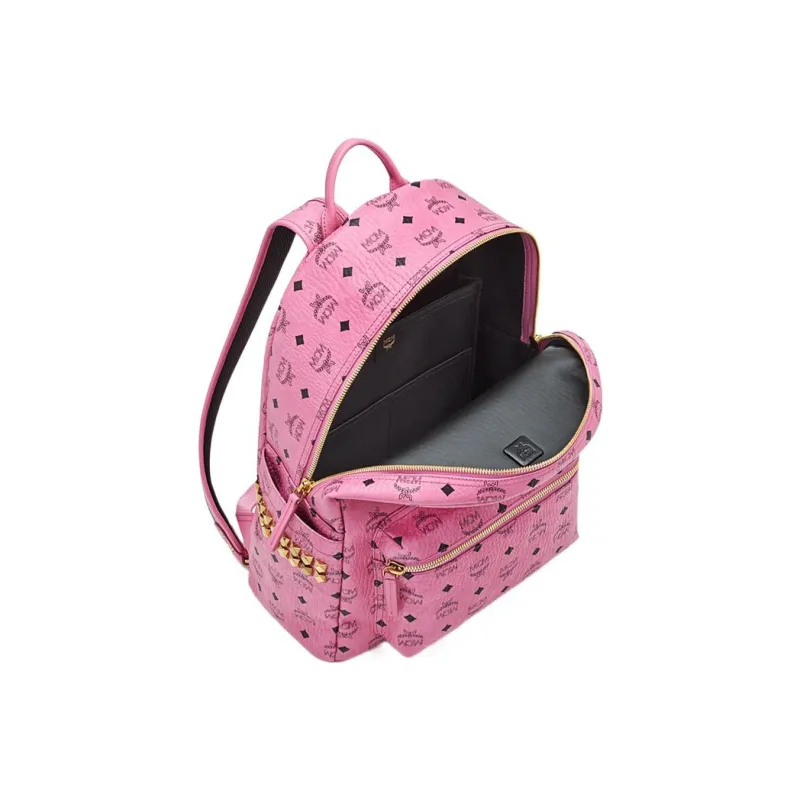 MCM PVC Backpack Medium Size Women's Pink-4